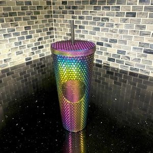 Starbucks, Fall 2023 Halloween Black Bling Rainbow Venti Cup Brand New